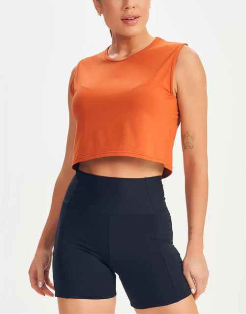 Women's light weight crew neck sleeveless crop top full back breathable tank top