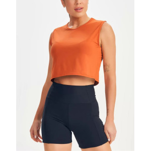 Women's light weight crew neck sleeveless crop top full back breathable tank top