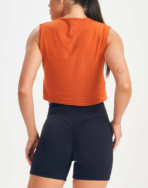 Women's light weight crew neck sleeveless crop top full back breathable tank top