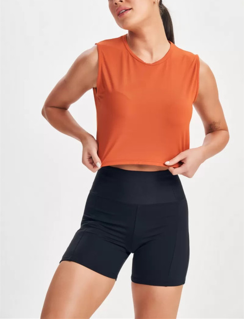 Women's light weight crew neck sleeveless crop top full back breathable tank top