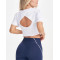 Short sleeve back cutout cropped t shirts light weight cotton tees