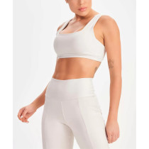 Women's square neck wide strap supportive sports bra with open back