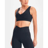 Women's new arrival v neck backless sports bra medium impact wide strap padded crop