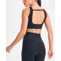 Women's new arrival v neck backless sports bra medium impact wide strap padded crop