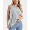 Women's crew neck relaxed fit hip length tanks light weight sleeveless gym top