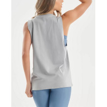 Women's crew neck relaxed fit hip length tanks light weight sleeveless gym top
