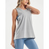 Women's crew neck relaxed fit hip length tanks light weight sleeveless gym top