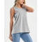 Women's crew neck relaxed fit hip length tanks light weight sleeveless gym top