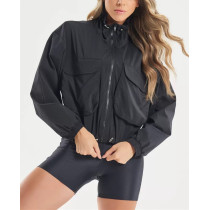 Women's full zipper light weight jackets with adjustable hem oversized sun protect jackets