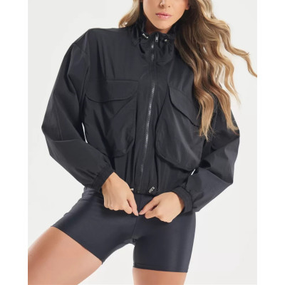 Women's full zipper light weight jackets with adjustable hem oversized sun protect jackets