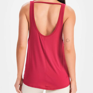 Women's light weight scoop neck tank top sleeveless open back t shirts