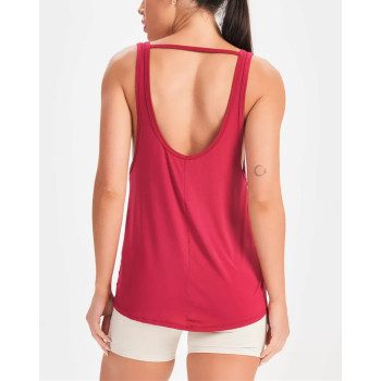 Women's light weight scoop neck tank top sleeveless open back t shirts
