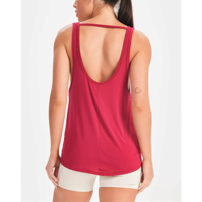 Women's light weight scoop neck tank top sleeveless open back t shirts