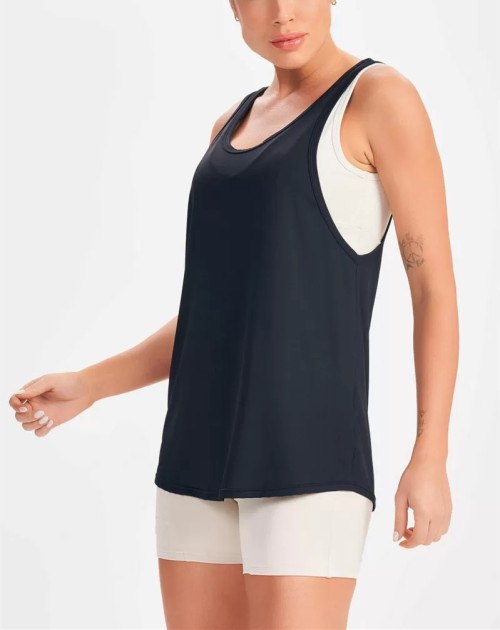 Women's light weight scoop neck tank top sleeveless open back t shirts