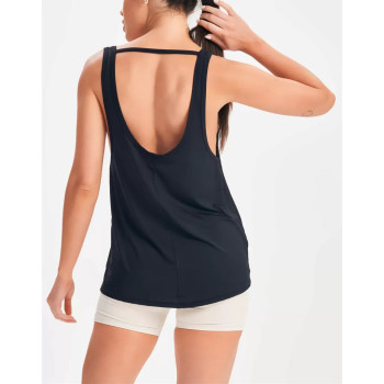 Women's light weight scoop neck tank top sleeveless open back t shirts