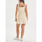 Women's square neck wide shoulder sports dress with built in shorts one piece tennis clothing