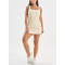 Women's square neck wide shoulder sports dress with built in shorts one piece tennis clothing