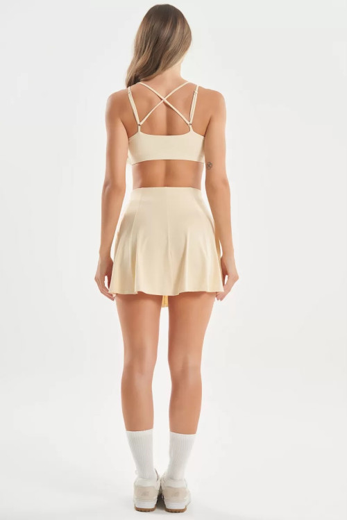 Women's high waist flowy skirts with built in shorts lightweight athleisure style tennis dress