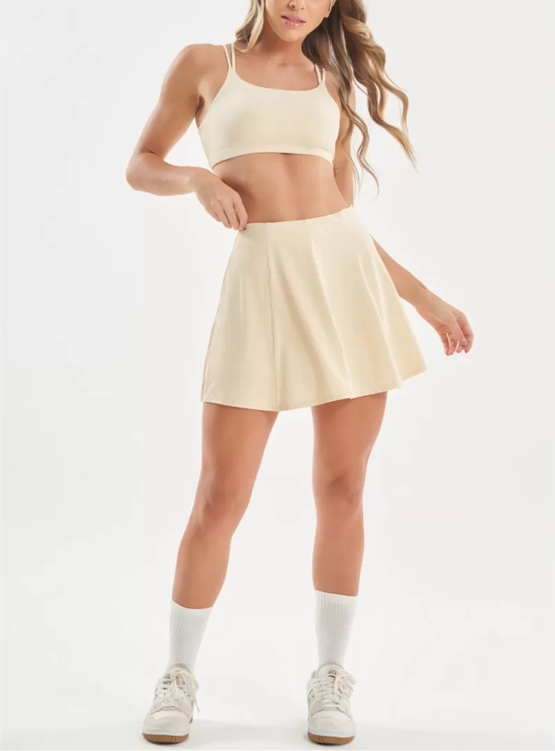 Flowy skirt with built-in shorts