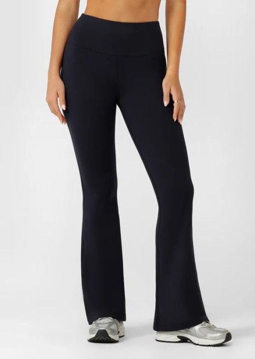 High waist athleisure style flared leggings butt lifting flattering yoga pants