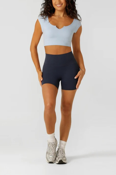 Women's cap sleeve padded fitness crop top mesh back sports bra