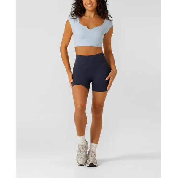 Women's cap sleeve padded fitness crop top mesh back sports bra