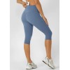 High rise compressive 3/4 leggings with back pockets butt lifting fitness tights