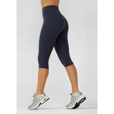 High rise compressive 3/4 leggings with back pockets butt lifting fitness tights