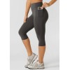 Tummy control compressive capris with side pockets flattering butt lifting fitness tights