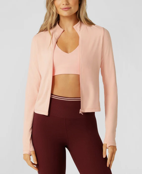 Slim crop jacket with thumbholes