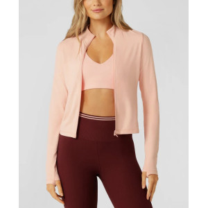 Women's light weight slim fit crop jackets with thumbholes full zipper yoga jackets