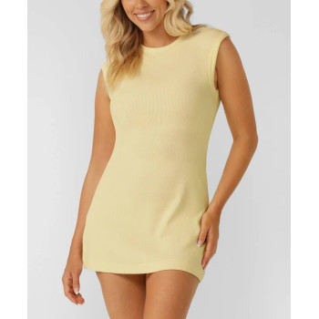 New arrival sleeveless cotton rib mini dress flattering loungewear