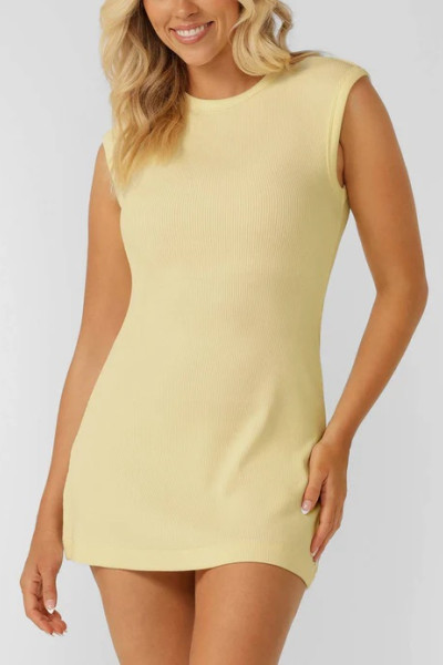 New arrival sleeveless cotton rib mini dress flattering loungewear