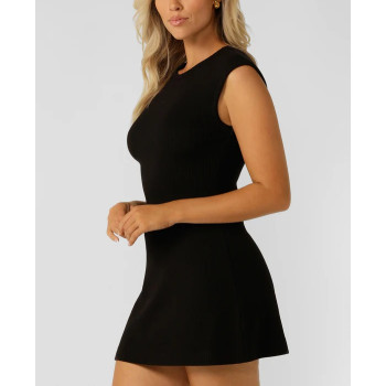 New arrival sleeveless cotton rib mini dress flattering loungewear