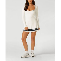 Women's long sleeve scoop neck dress with built in shorts light weight tennis clothing