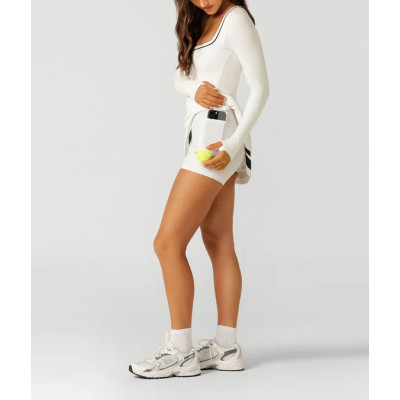 Women's long sleeve scoop neck dress with built in shorts light weight tennis clothing