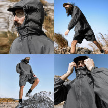 Men's UPF 50+ Full Zip Up Sun Protection Grey Hoodie Jacket Long Sleeve Lightweight UV Shirts for Men Hiking Fishing