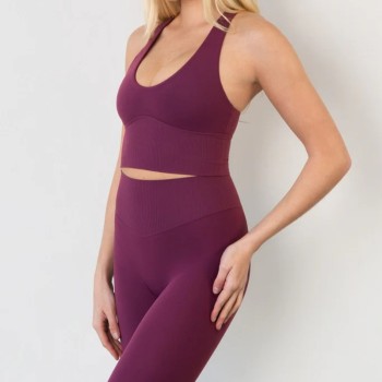 Scoop neck buttery soft padded sports bra with wide strap u back supportive crop top