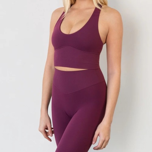 Scoop neck buttery soft padded sports bra with wide strap u back supportive crop top