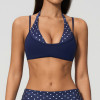 2 in 1 Layered Halter Sports Bra Color Block V Neck Removable Pads Backless Womens Yoga Gym Swim Bikini Top