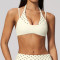 2 in 1 Layered Halter Sports Bra Color Block V Neck Removable Pads Backless Womens Yoga Gym Swim Bikini Top