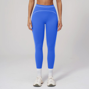 High Waist Yoga Pants Women Seamless Scrunch Booty Leggings Contrast Piping Gym Fitness Tights