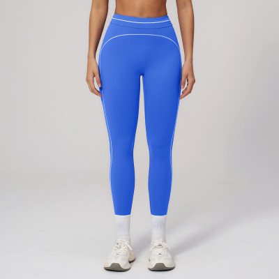 High Waist Yoga Pants Women Seamless Scrunch Booty Leggings Contrast Piping Gym Fitness Tights