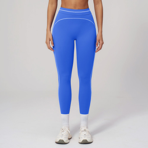 High Waist Yoga Pants Women Seamless Scrunch Booty Leggings Contrast Piping Gym Fitness Tights