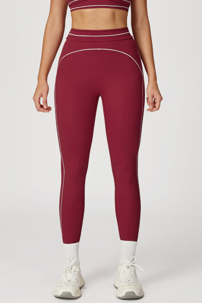 High Waist Yoga Pants Women Seamless Scrunch Booty Leggings Contrast Piping Gym Fitness Tights