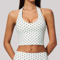 Women Yoga Tank Top Halter Neck Cropped Quick Dry 4 Way Stretch Backless Deep U Neck Sports Tank