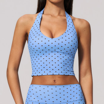 Women Yoga Tank Top Halter Neck Cropped Quick Dry 4 Way Stretch Backless Deep U Neck Sports Tank