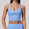 Women Yoga Tank Top Halter Neck Cropped Quick Dry 4 Way Stretch Backless Deep U Neck Sports Tank