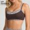 New Activewear Women 2 in 1 Plaid Patchwork Sports Bra Spaghetti Strap U Neck Yoga Bralette