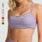 New Activewear Women 2 in 1 Plaid Patchwork Sports Bra Spaghetti Strap U Neck Yoga Bralette